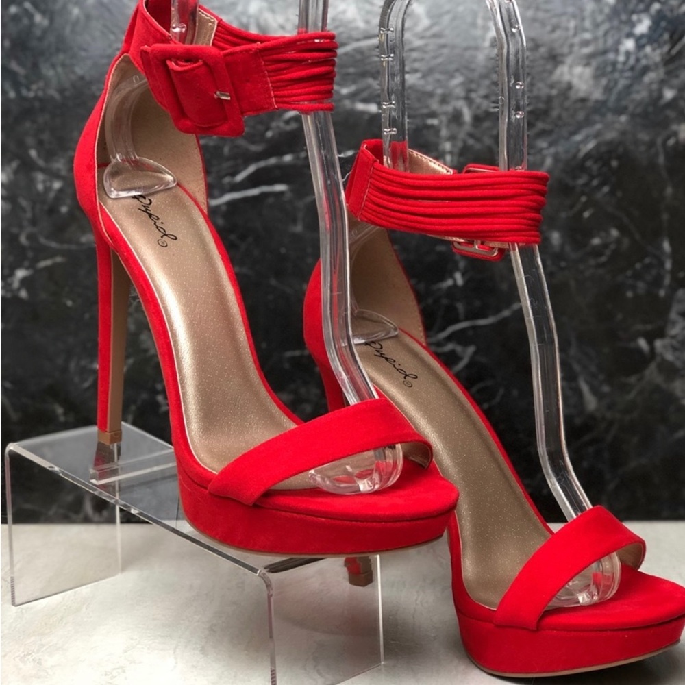 Quipid suede red heels